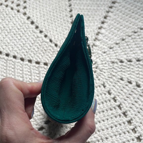 NWT Designer Evening Clutch Bag Emerald Green Vintage look - Picture 7 of 10